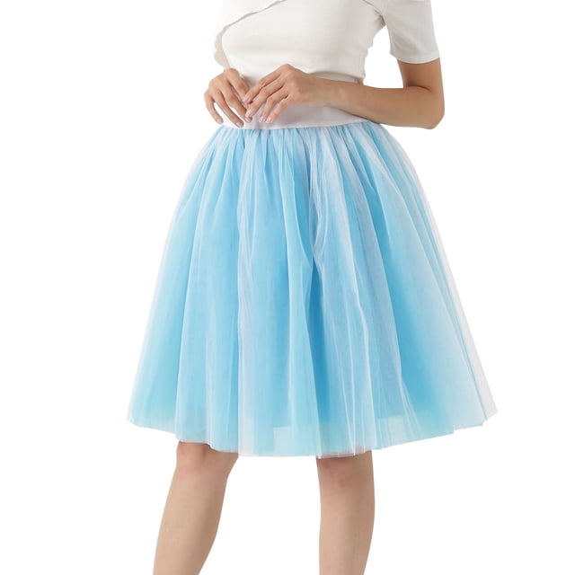 Falda de tul hasta la rodilla con tutú en capas para mujer: estilo vintage, fajín de satén desmontable, trabillas para cinturón, para fiestas/baile de graduación