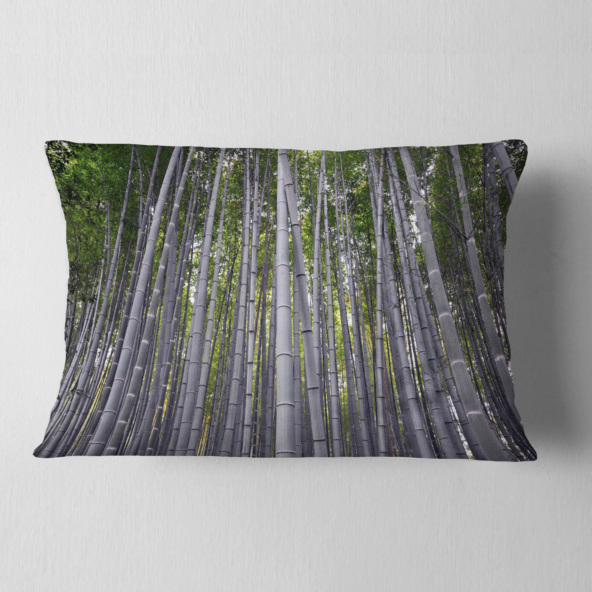 Designart Thick Bamboo Trunks in Japan - Forest Throw Pillow - 12x20