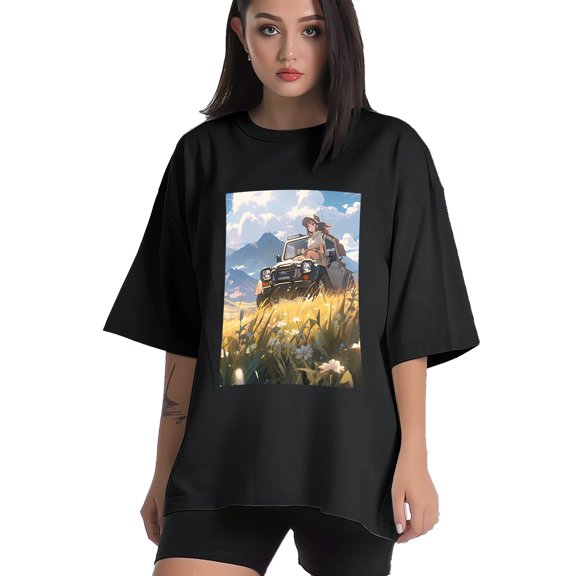 Plus Size Shirt for Women Black Tops for Women Short Sleeves Shirt for Women Jeep T Shirt Oversized Shirt for Women S