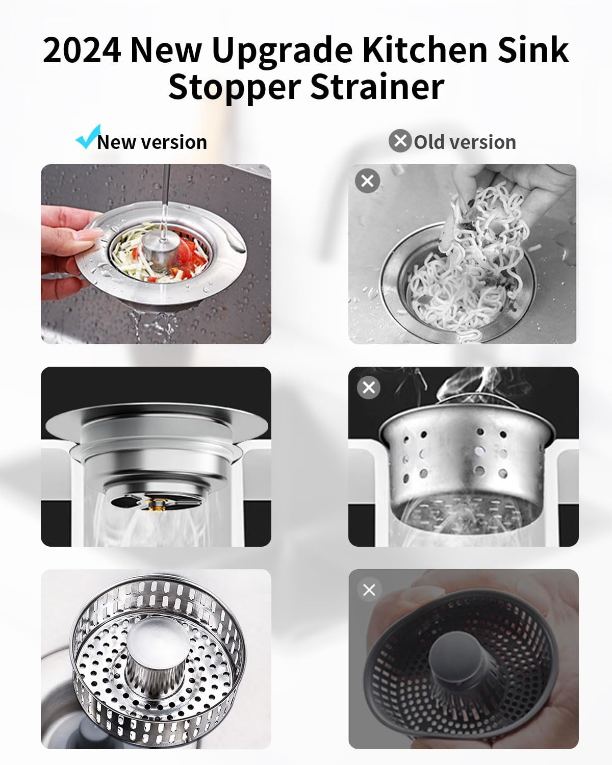 NexTone 3 in 1 Kitchen Sink Drain Strainer [304 Stainless Steel Pop Up] Anti-Clogging Kitchen Sink Drain Stopper Stainless Steel Efficiently Drainage Odor Filter Sink Plug for Us Standard 3-1/2 Inch
