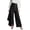 Black Pants, variant on Womens High Elastic Straight Leg Pants Asymmetrical Ruffle Hem Button Down Flowy Palazzo Pant Summer Cotton Linen Trousers Black S