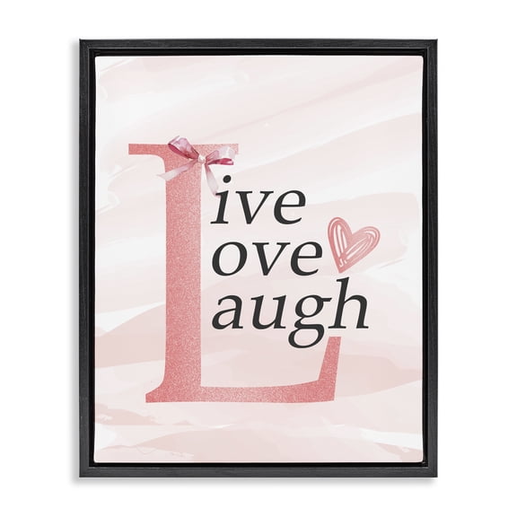 Live Love Laugh Pastel Black Framed Floater Canvas Wall Art, design by Kim Allen
