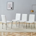 thumbnail image 2 of NYEESS Set of 4 White PU Dining Chairs with Silver Metal Legs, Modern Minimalist Style, 2 of 11
