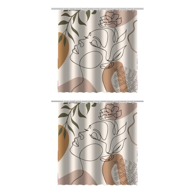 Transemion 11 Pcs Style pour Salle de Bain avec Rideau de Douche Imperméable Moderne Gain de Place Rideau de Bain en Polyester pour Salle de Bain XHBOHO-074 180x200cm 2Ensemble