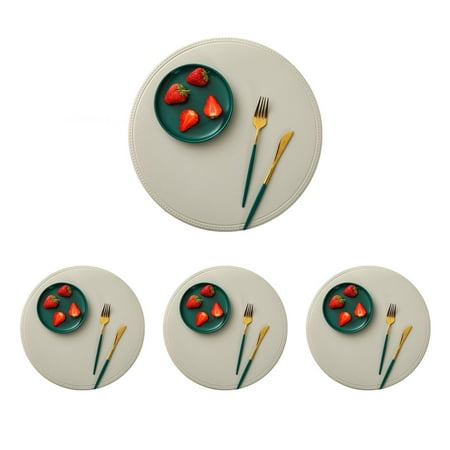

Placemat Round Placemats Set of 4 for Dining Table Round PU Leather placemat Kitchen Table Mats 15 Inch Easy to Care