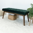 thumbnail image 2 of Green Bench with Durable Velvet Fabric / Solid Wood Construction for Longevity, 2 of 2