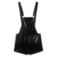 thumbnail image 2 of Aiihoo Men Bib Overalls Shiny Metallic Suspender Shorts Bodysuit Jumpers Hotpants Black 3XL, 2 of 7