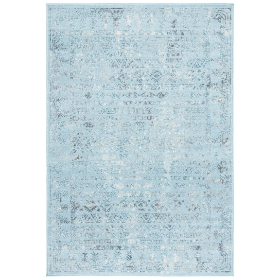 SAFAVIEH Tulum Flint Oriental Area Rug, Aqua Blue/Dark Grey, 5'3" x 7'6"