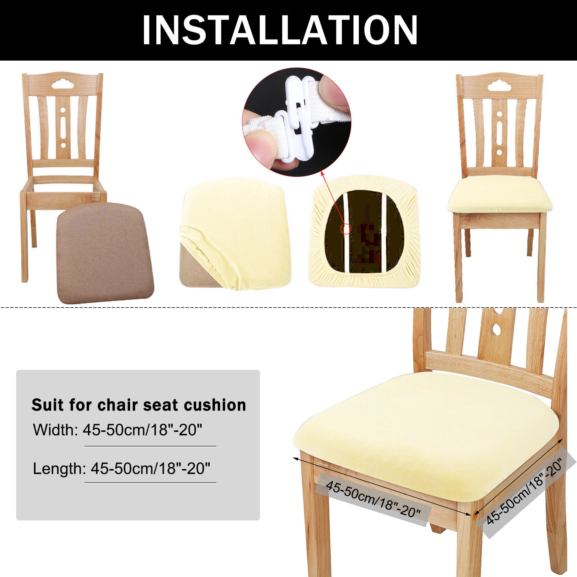 Unique Bargains 6Pcs Velvet Dinning Chair Seat Cover Elastic Stretchable Slipcovers Beige