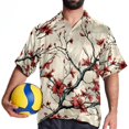 thumbnail image 4 of Tree Men's Short Sleeve Poplin Button Down Hawaiian Printed Summer Beach Shirt, Unisex, 4 of 6