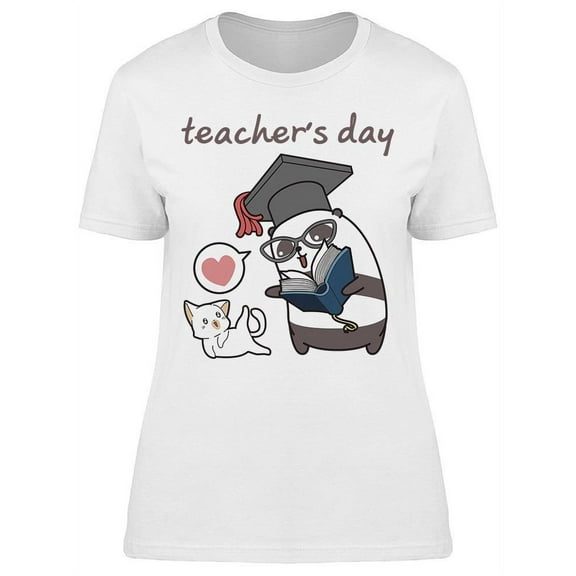 Teacher's Day Panda And Kitty T-Shirt Women -Image by Shutterstock, Female XX-Large