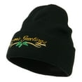 thumbnail image 2 of Seasons Greetings with Mistletoe Embroidered Long Beanie - Black OSFM, 2 of 5