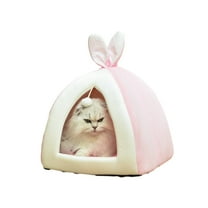 CSCHome Cat Bed Dog House with Fluffy Pet Ball Cute Bunny Cat Bed for Indoor Cats Winter Warm Kitten Bed