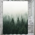 thumbnail image 4 of Green Misty Forest Shower Curtain Nature Shower Curtain Set Pine Tree Jungle Mountain Plant Rustic Scenery Landscape Shower Curtains for Bathroom Decor Fabric, 72X72in, 4 of 5