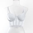 thumbnail image 4 of Women's Rhinestone Corset Top Sexy Mesh Bustier, Underwire Push Up Boned Crop Tank, Sheer Sequin Party Clubwear, Adjustable Strap Camisole, 4 of 7