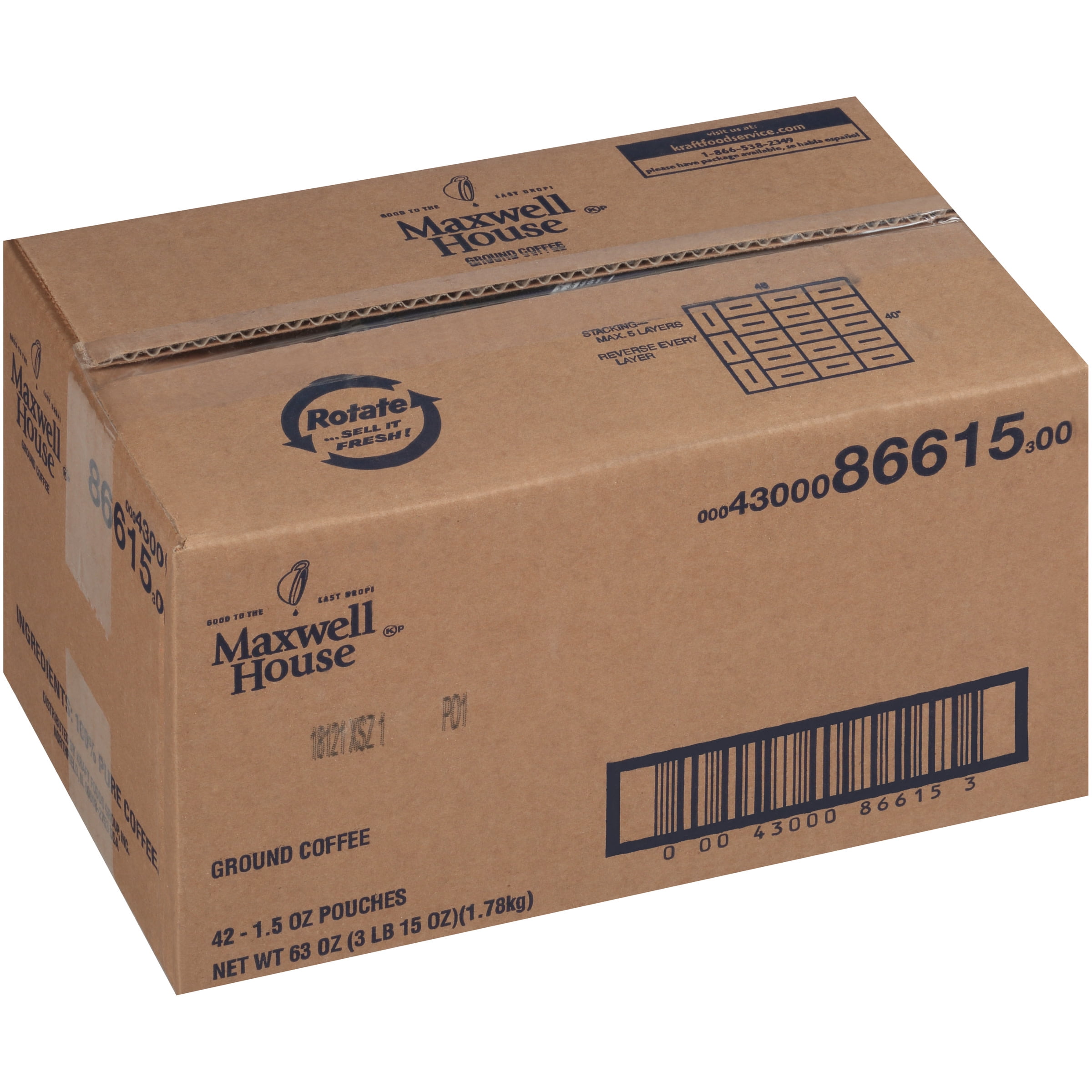 Maxwell House Ground Coffee, 1.5 oz. Packets, 42 per Case