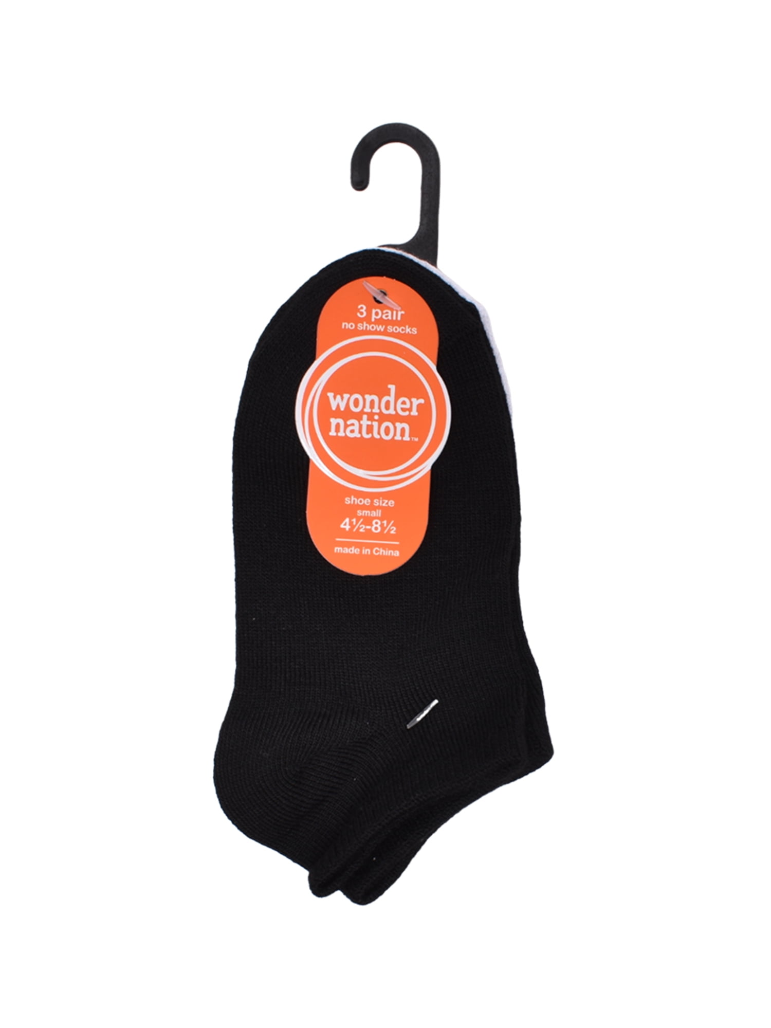 Wonder Nation Boys 3-Pack No Show Socks, Shoe Sizes S (4.5-8.5) - L (3-9)