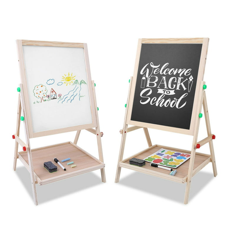2 in 1 Kids' Drawing Board, Double Sided Blackboard & Whiteboard