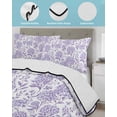 thumbnail image 4 of Quilts Queen Size, Purple Flowers Soft Comforter Bedding Set for Bed, Botanical Floral Vintage Wildflower Lightweight Quilted Bedspread with Pillow Cover(2 Pieces) for All Season, 90x96 Inch, 4 of 6