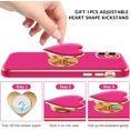 thumbnail image 3 of iPhone 11 Case, iPhone 11 Phone Case with Extra Adjustable Love Heart Kickstand Holder Soft TPU Plating Bumper Protective Slim Shockproof iPhone 11 Phone Case Cover for Girls Women, Hot Pink, 3 of 9