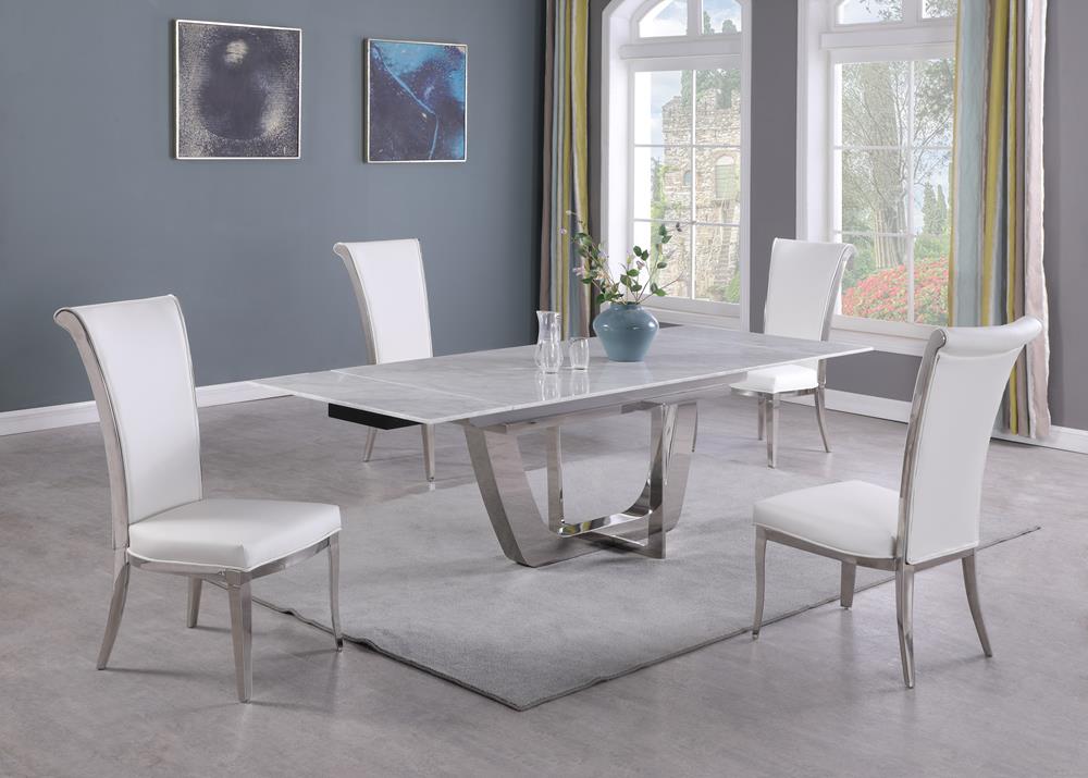 Chintaly Contemporary Extendable Carrara Marble Table