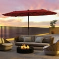 thumbnail image 2 of Gymax 13 FT Patio Umbrella Double-Sided Market Umbrella w/ 36 Solar-Powered LED Lights Wine, 2 of 10