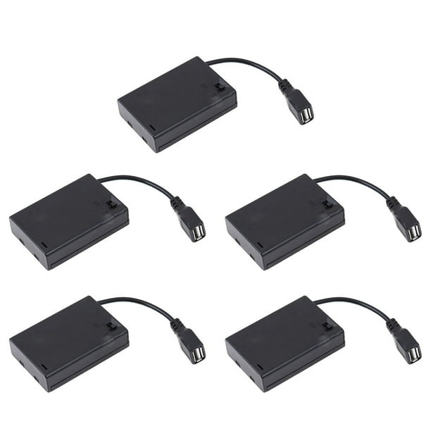5X Caja de Batería 3XAA con Tapa e Interruptor Conectado Al Conector Hembra USB Conector Hembra USB Portapilas
