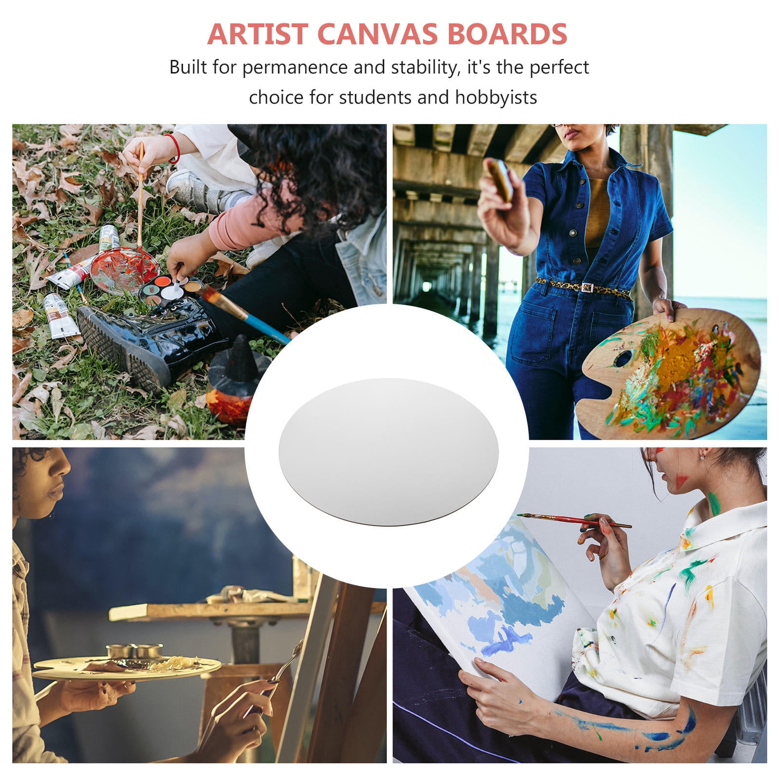 NUOLUX Round Artists Canvas Board White 1PC 50X50X0.3 Cm