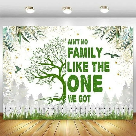 Image of 7x5ft Family Reunion Backdrop Family Tree Together We are Family Photography Background Green Leaves Glitter Dots Family Gathering Party Decorations Supplies Photo Banner Booth Props
