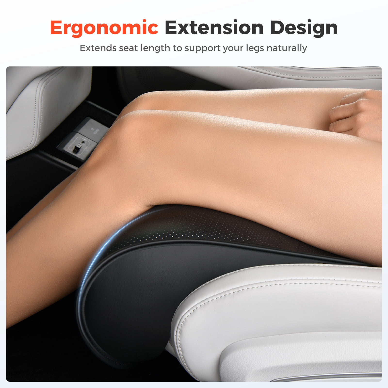 Coverado Car Seat Leg Extender for Car Seats&Office Chairs, Ergonomic Support Cushion for Multi-Scene Use, Universal Leg Support Cushion, Black