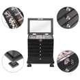 thumbnail image 6 of Handcrafted Wooden Jewelry Box Organizer Wood 6 Layers Case with 5 Drawers-Black, 6 of 6