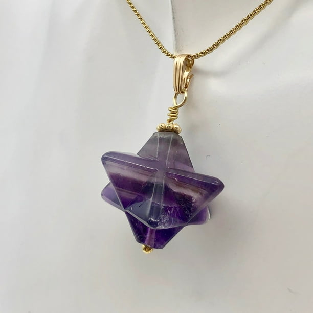 Amethyst Star Pendant Necklace | Semi Precious Stone Jewelry | 14k gf Pendant