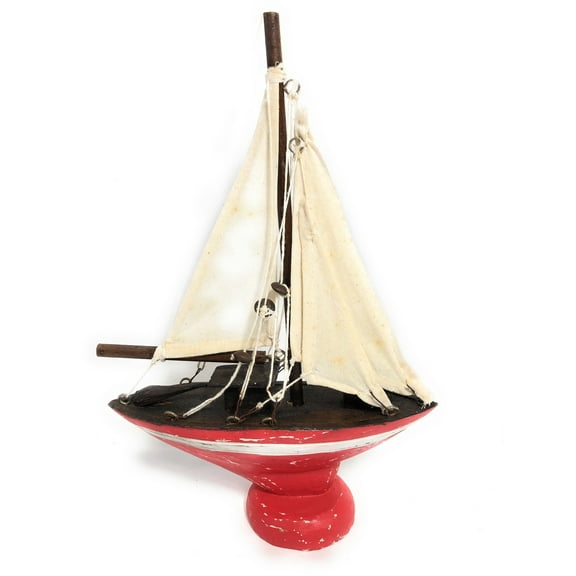 Decorative Sailboat 12" - Rustic Red Nautical Accent | #ort1700638r