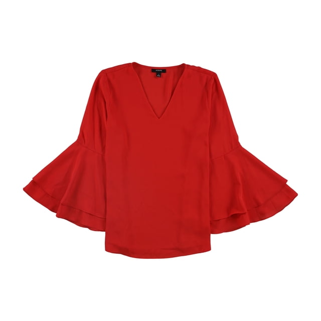 Alfani Womens Poet Sleeve Tunic Blouse, Red, 14