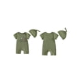 thumbnail image 2 of BemeyourBBs Baby Boy Summer Clothes Infant Baby Boys Fishing Outfit Newborn Baby Boy Hospital Going Home Outfit Ribbed Romper Short Sleeve Newest Fishing Buddy Letter Print Jumpsuit with Hat, 2 of 9