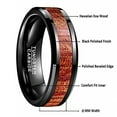 thumbnail image 5 of Mens 8mm/10mm Koa Wood Black Tungsten Carbide Wedding Ring Band Polished Beveled Edges, 5 of 5