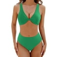 thumbnail image 1 of 2025 Women's Hollow Patchwork Plus Size Bathing Suits Women with Underwire Split Swimsuit Suit, 1 of 3