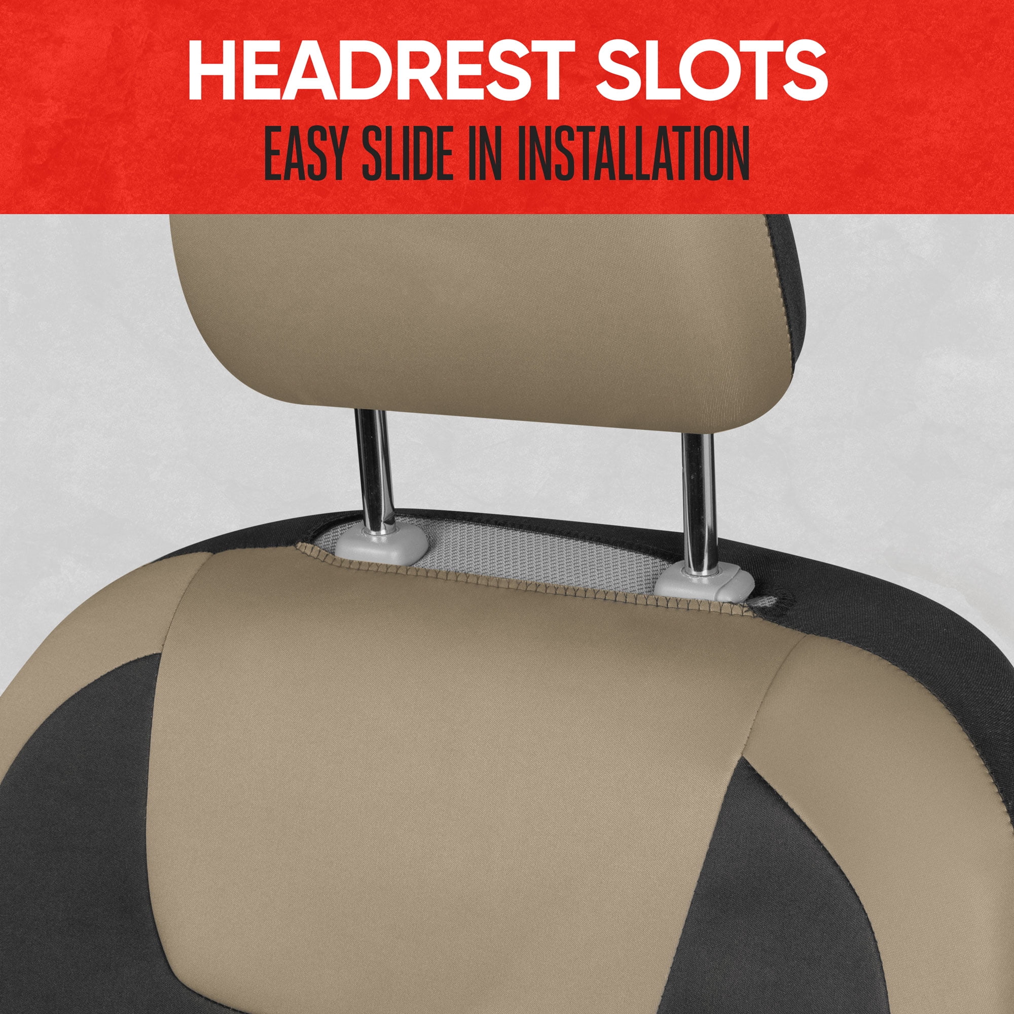 Motor Trend Premium Waterpoof Car Seat Covers for Front Seats, Beige - Universal Fit Car Truck Van SUV