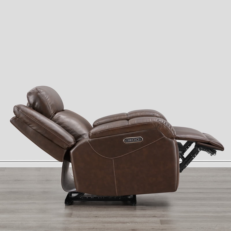 CHITA Genuine Leather Power Recliner Chair with Adjustable Headrest, Brown