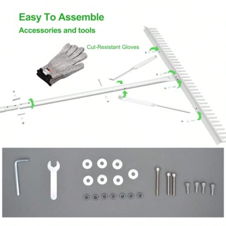 Landscape Rake 36 Inch Head Leaf Rakes for Lawns with 67 Inch Handle Aluminum Yard Tool for Loosening Soil Landscaping Lawn Care Lake Garden Pond and Beach Care