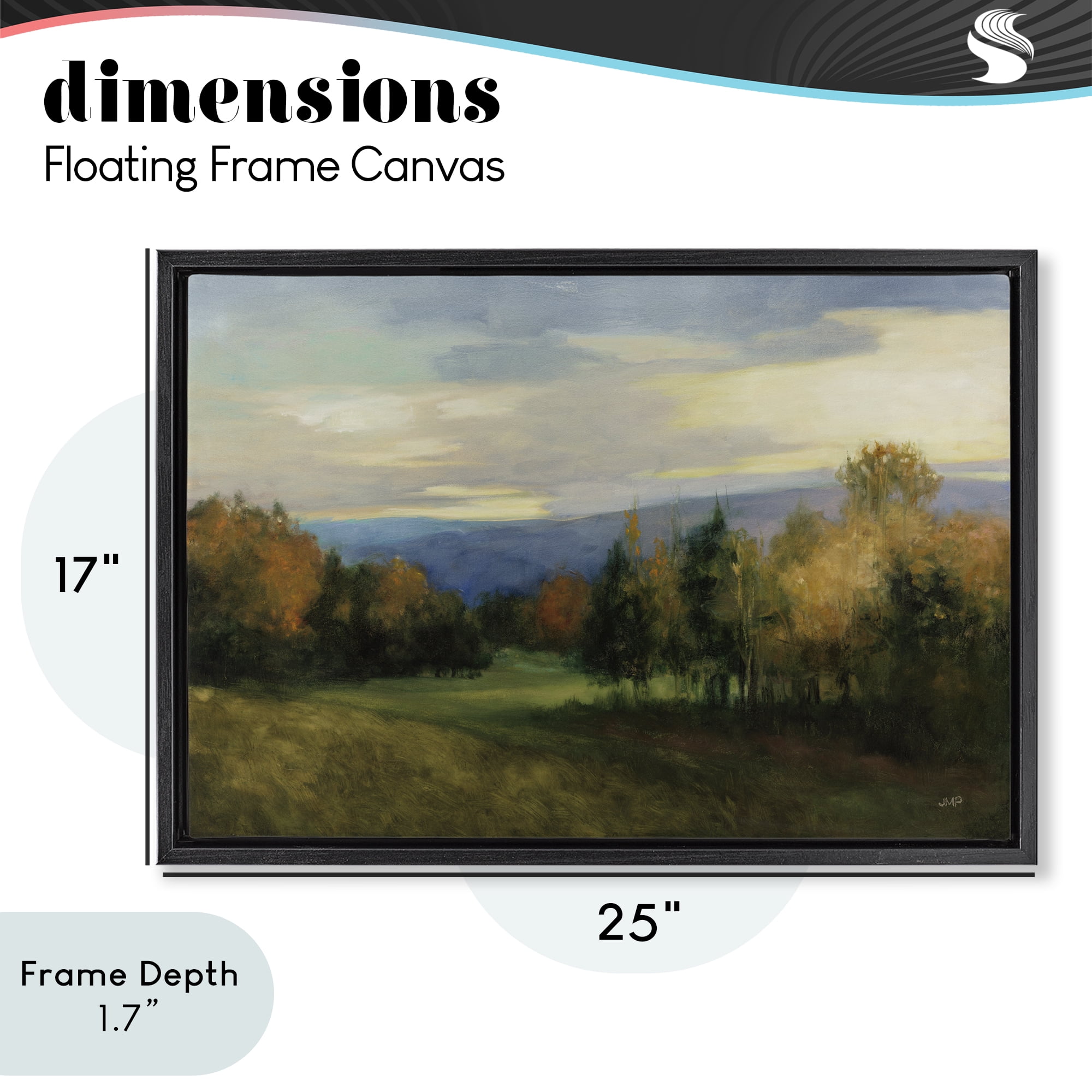 Stupell Industries October Meadow Countryside Black Framed Floater Canvas Wall Art, design by Julia Purinton