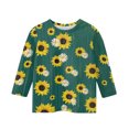 thumbnail image 3 of CCRFTGI Cute Shirts for Kids Girls Size 10-12 3/4 Sleeve Sunflower Print Tween Girls Trendy Clothes Tee Shirts Summer Trendy Soft Lightweight Crew Neck T-Shirts Dark Green 12-13 Years, 3 of 4
