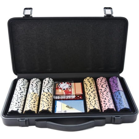 THUNDERBAY 13.5 Gram 300 Clay Composite Poker Chips Set with Aluminum Case, Two Decks of Playing Cards, One Metal Dealer Button&5 Dices for Poker, Texas Hold'em, Blackjack, Casino Games at Home