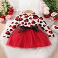thumbnail image 2 of Robe Trapèze pour Filles, Manches Longues, Imprimé de Cœurs, Robe Patchwork en Tulle, 2 of 9