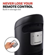 مروحة برجية متذبذبة من Honeywell 40 Black Quiet Set، قوة دوران الهواء 30 قدمًا، 5 سرعات، مؤقت إيقاف التشغيل التلقائي، HYF260B