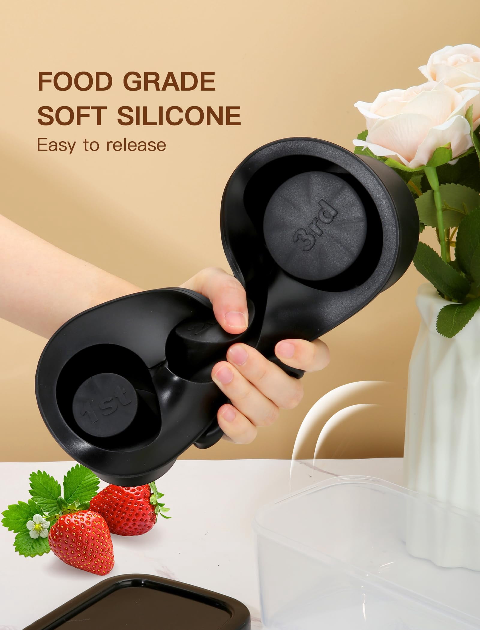 Ice Cube Tray For Tumbler Cup 30oz-40oz  3 Silicone Cylinder Mold With Lid And Bin Freezer Easy Fill Release Maker Cocktail (black 40oz-type1)