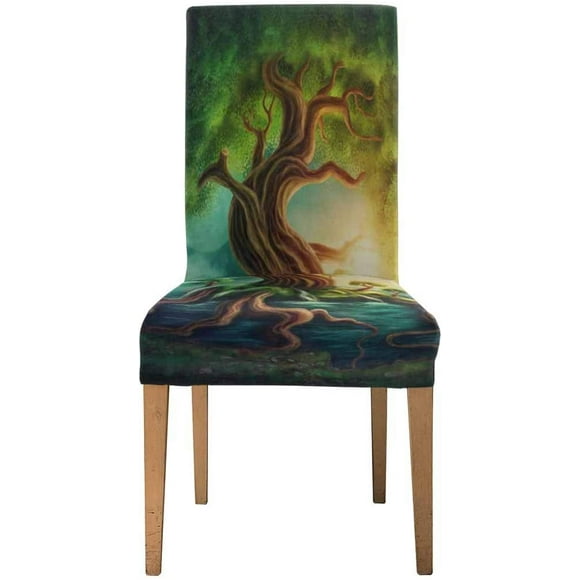 POGLIP Beautiful World Tree Stretch Chair Cover Protector Seat Slipcover for Dining Room Hotel Wedding Party Set of 1
