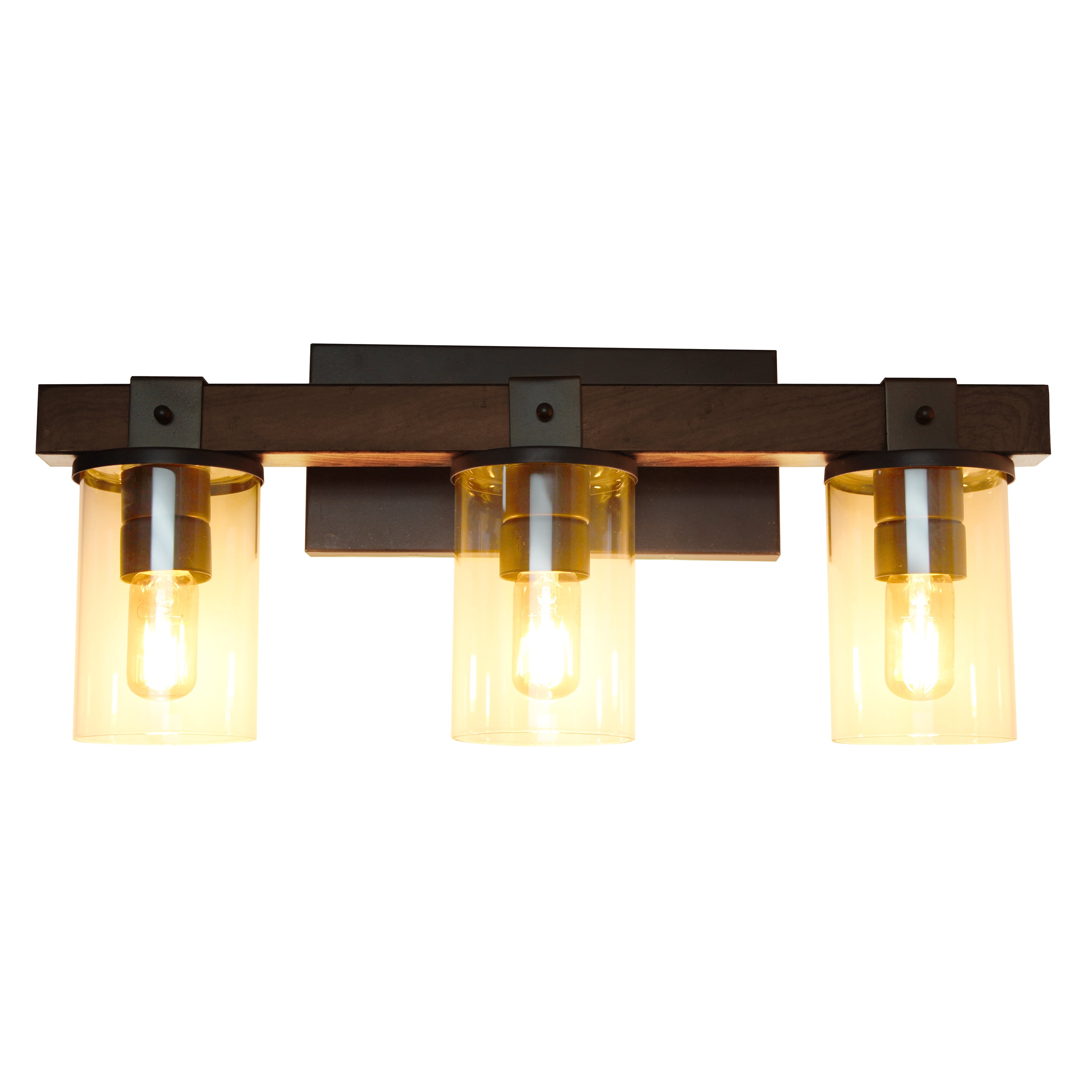 Elegant Designs Industrial Rustic Lantern Restored Wood Look 3 Light Bath Vanity