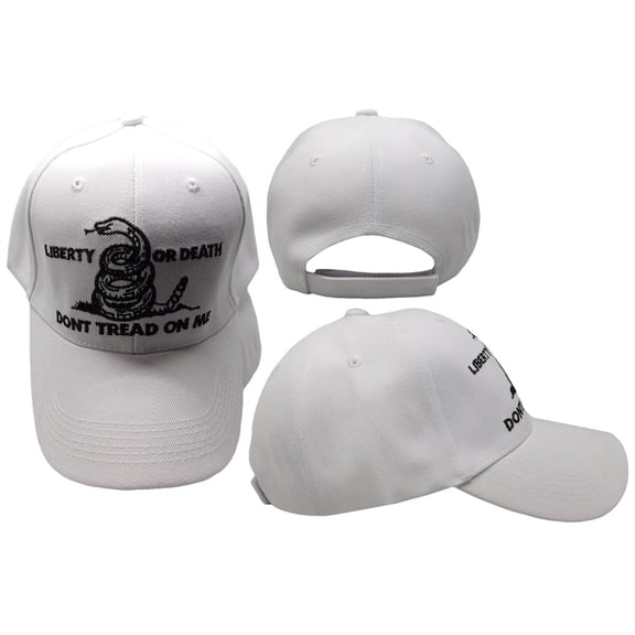 Liberty or Death Don't Tread On Me Tea Party White Baseball Hat Cap PREMIUM
