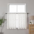 thumbnail image 1 of AIR-Ivory Sheer Kitchen Curtains 42 X 36 Inch Length 2 Panels, Semi Sheer Drapes Light Filtering Bathroom Window Curtains, Jacquard Clip Leaf Pattern Short Curtains for Small Window Tiers, 1 of 4